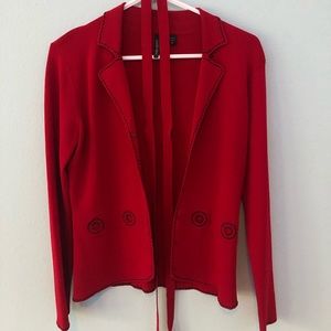 red knit blazer/cardigan